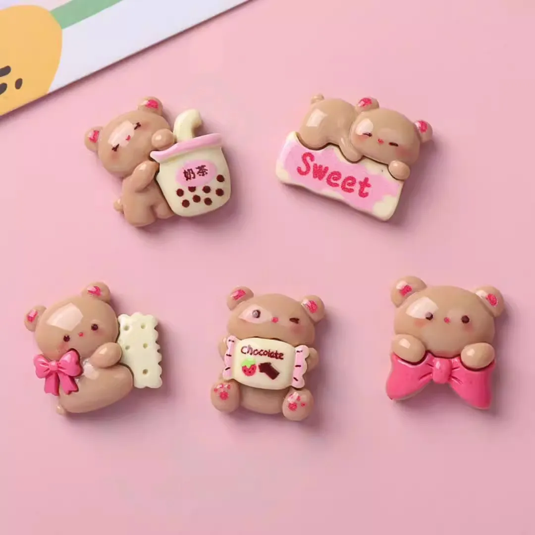 

100 Kawaii Cartoon Bear Flatback Resin Cabochons Kids Clip DIY Headwear Accessories Scrapbook Decor