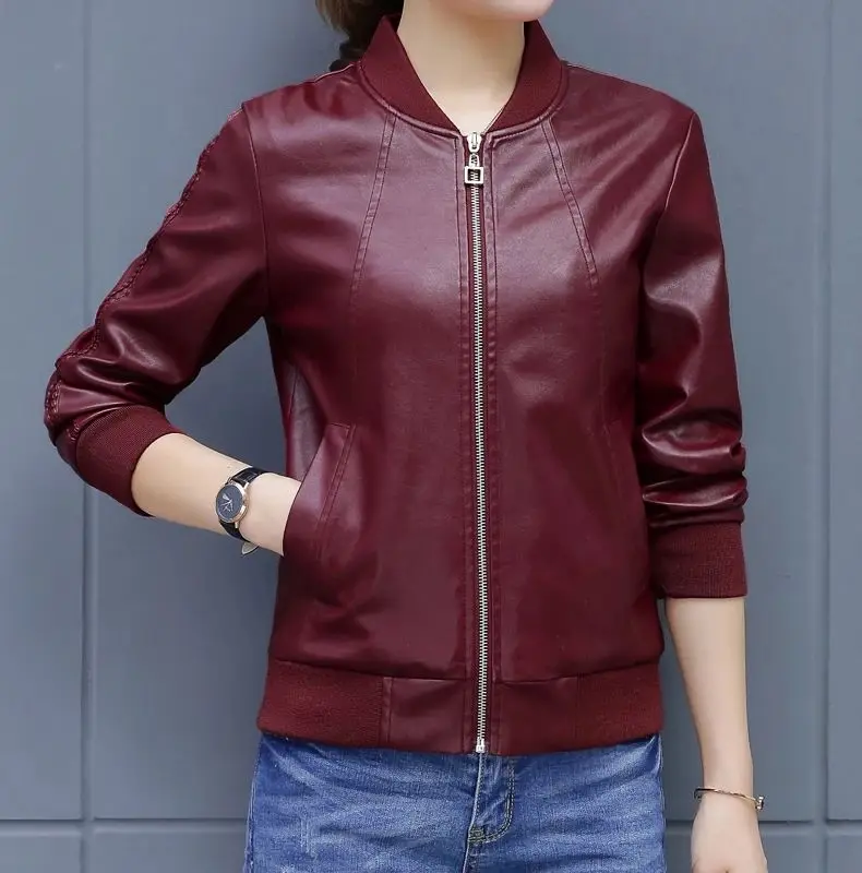 

Short coat women's PU leather jacket women's 2022 spring and autumn new leather jacket Korean slim leather jacket women's P266