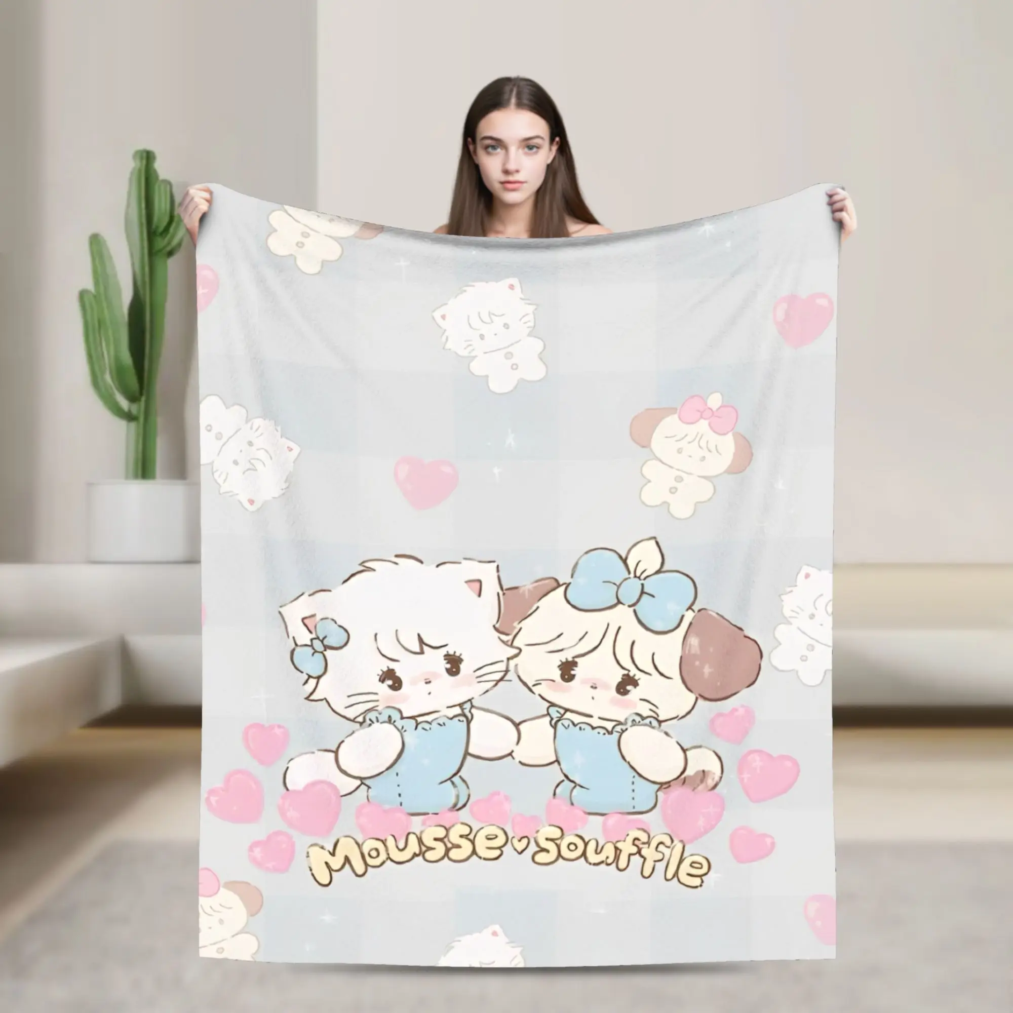 Mikkos Souffle Mousse Knitted Blankets Flannel Throw Blankets Home Couch Decoration Ultra-Soft Warm Bedsprea,
