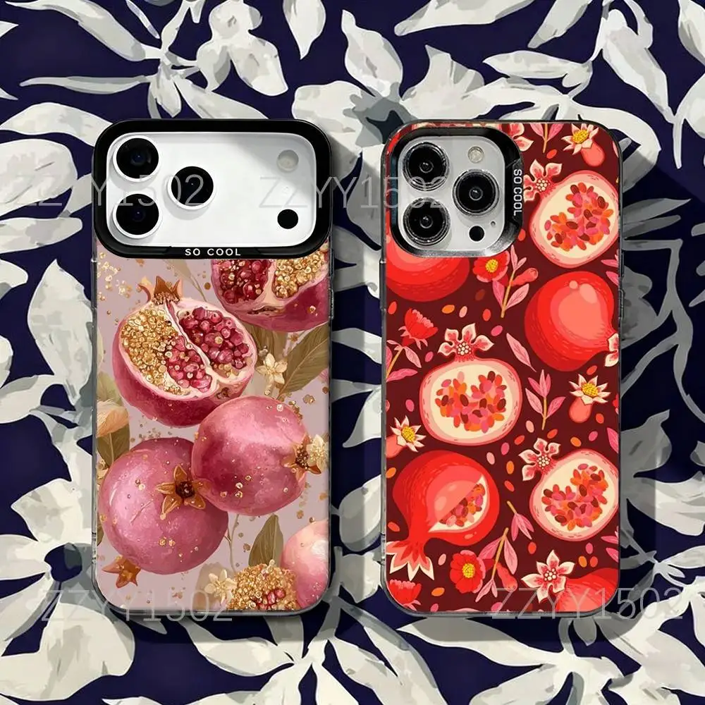 

Fruit Pomegranate Painting Matte Fingerprint Proof Phone Case For iPhone 17,16,15,14,13,12,X,8,Pro,Max,Plus,SE4,Air,Mini