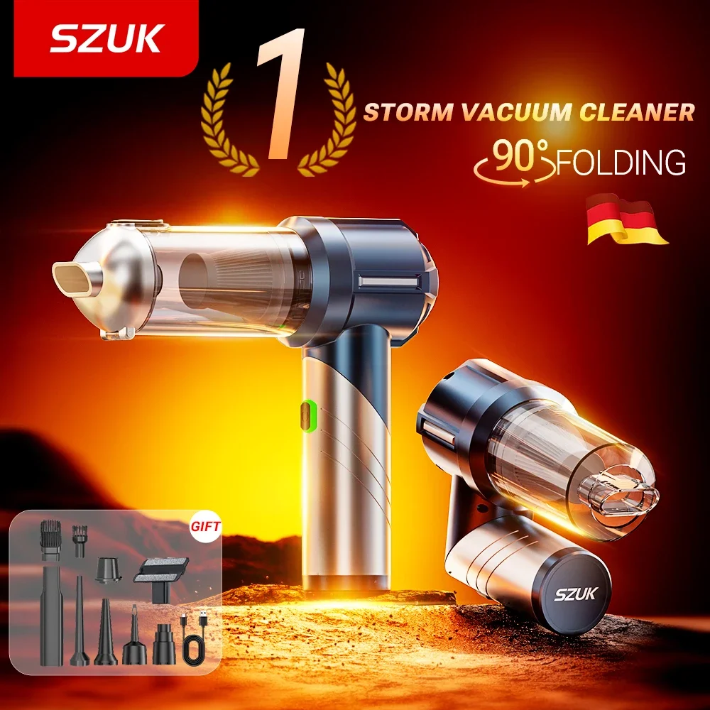 2025 New SZUK Car Vacuum Cleaner Portable Handheld Mini Vacuum Cleaner 90° Foldable Powerful Wireless Cleaner Cleaning Machine