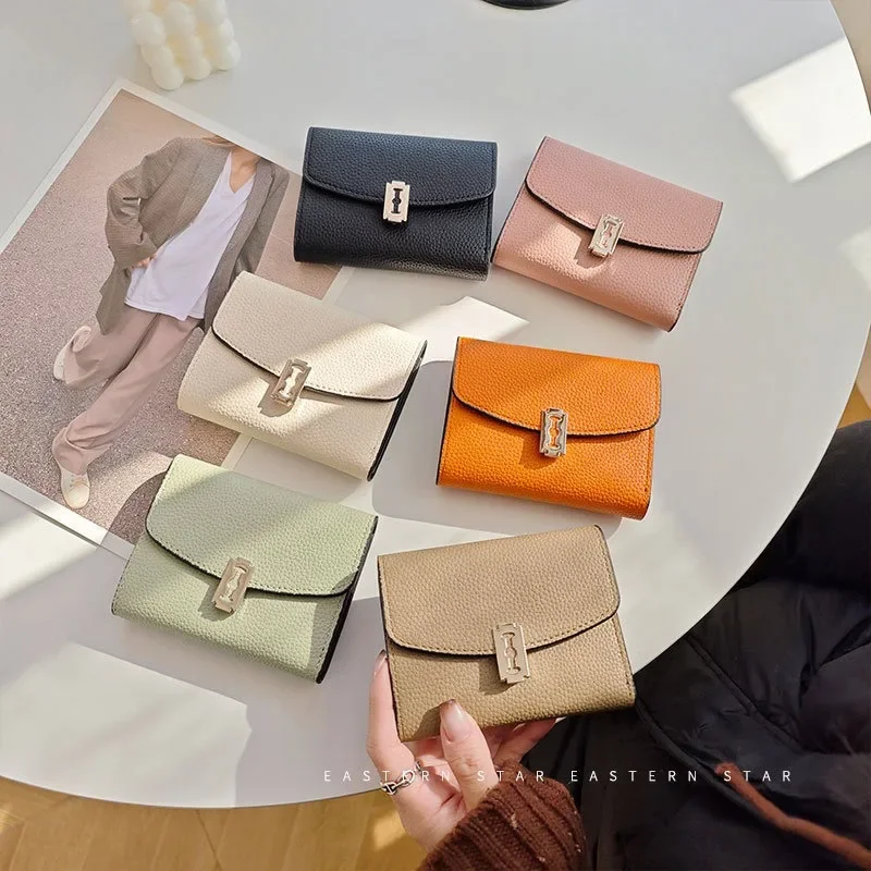 

PU Leather Wallets for Women Short Purses Female Plaid Purses Card Holder Wallet Fashion Woman Metal Buckle Wallet Clutch Bag
