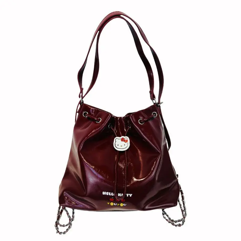 

Sanrio Hello Kitty Shoulder Bag for Women Girl Luxury Designer Pu Leather Backpack High Quality Purse and Handbag