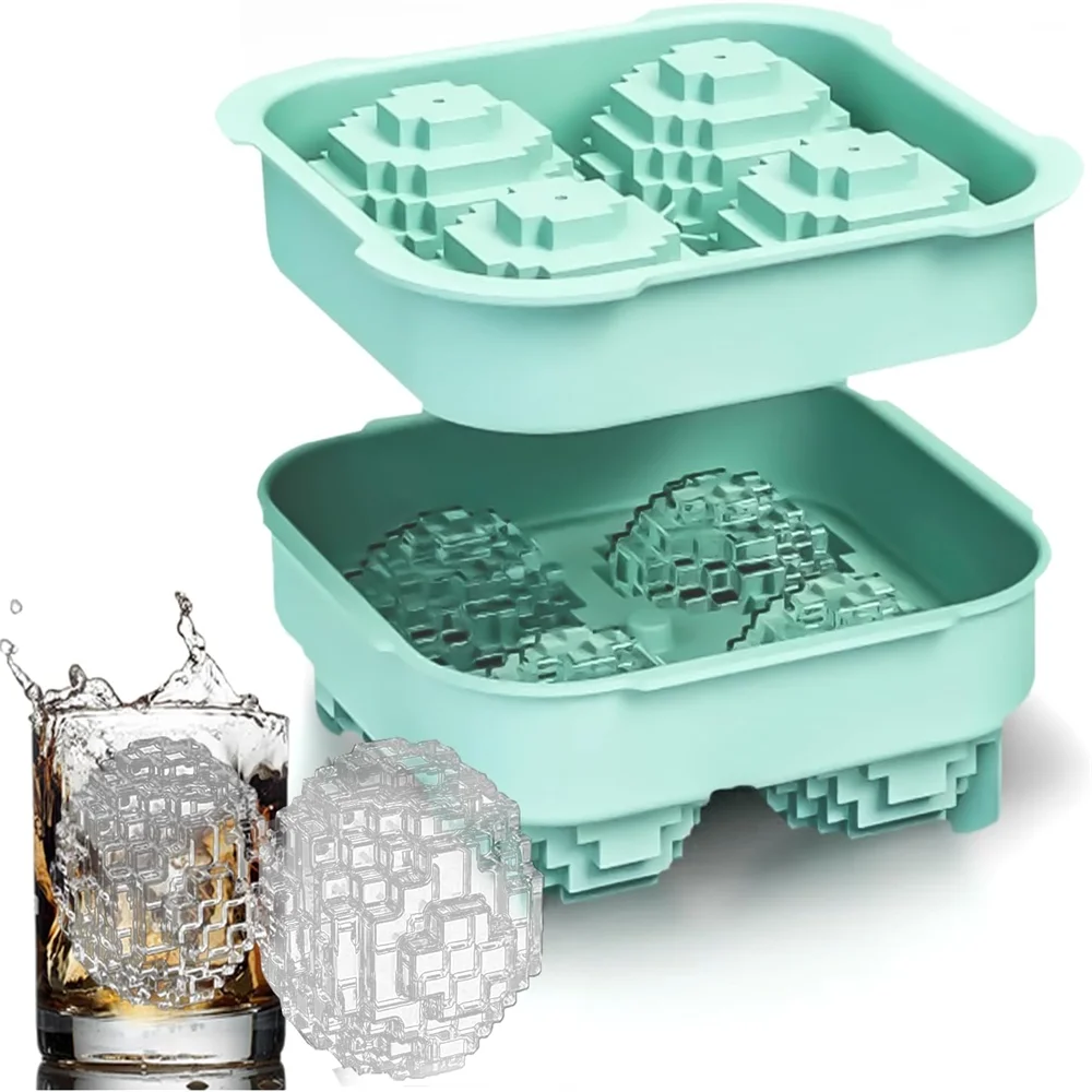 Wiederverwendbare große Silikon-Eiswürfelform mit Deckel – Magic Cube-förmiger Eiswürfelbereiter für Bourbon & Brandy. Langlebige Eiswürfelschalen