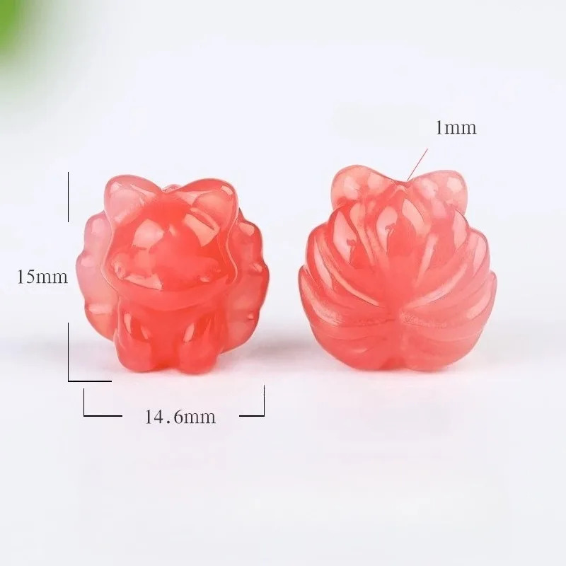 Natural salt source agate nine-tailed fox pendant DIY bead partition accessories