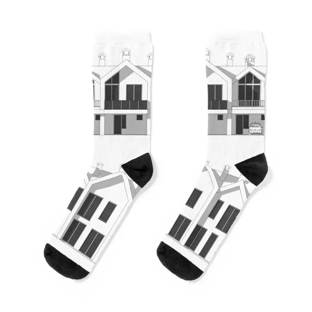 

Architectural two story townhouse blueprints and drawing Socks football Antiskid soccer summer Heating sock Socks Women's Men's