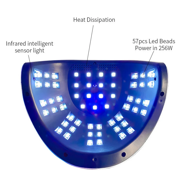고출력 네일 램프 핸들 네일 샵, 초보자 네일 광택제 접착제 베이킹 램프, 블랙 핸드 아닌 빠른 건조 광선 요법 램프, 256W