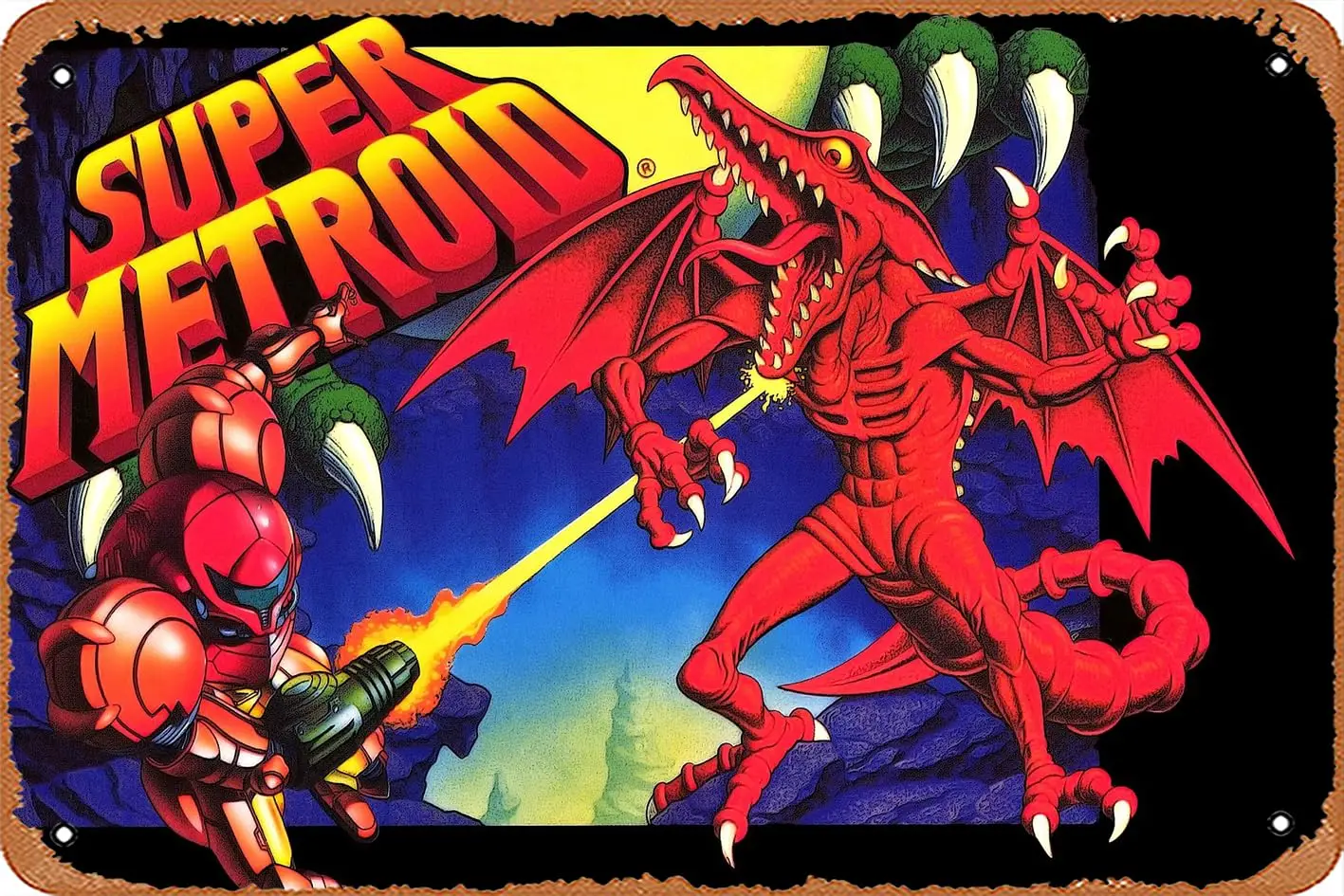 Super Metroid Video Game Gaming-Poster Retro Metal Sign Vintage Tin Sign for Bar Man Cave Cafe Office Home Wall Decor Gift 12 X 