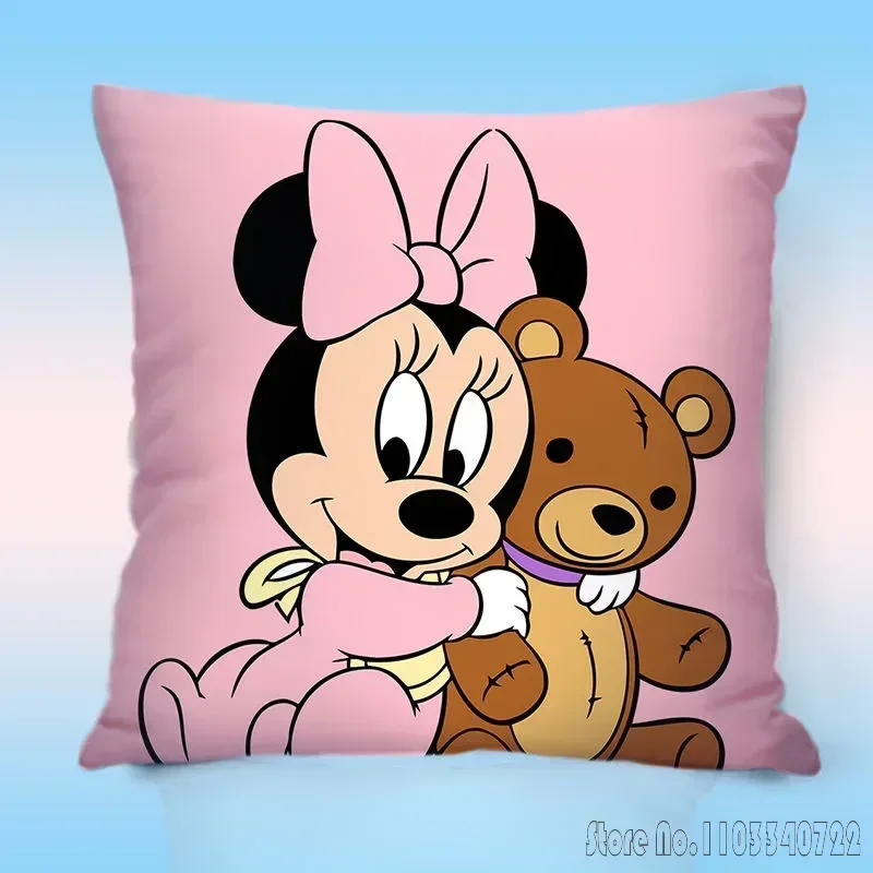 Disney Pillowsham Soft Cartoon Mickey Minnie Mouse Pillow Cover Cushion Cover Pillowcase Party Sofa Home Decor 45x45cm Kids Gift