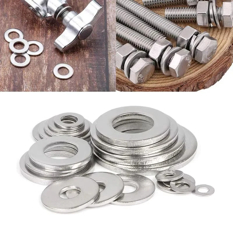 Creamily Stainless Steel Washer Flat Washers Ring Plain Washer Gaskets Assortment Kit  M2 M2.5 M3 M4 M5 M6 M8 M10 For Sump Plugs