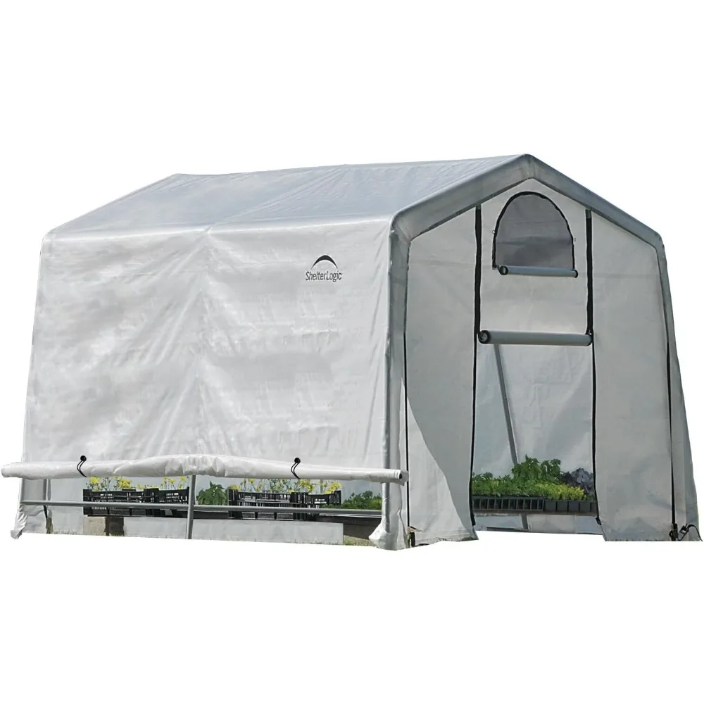 

10' x 10' GrowIT Greenhouse-in-a-Box Easy Flow Peak Roof Style Easy Access Outdoor Grow House with Translucent Waterproof Cover