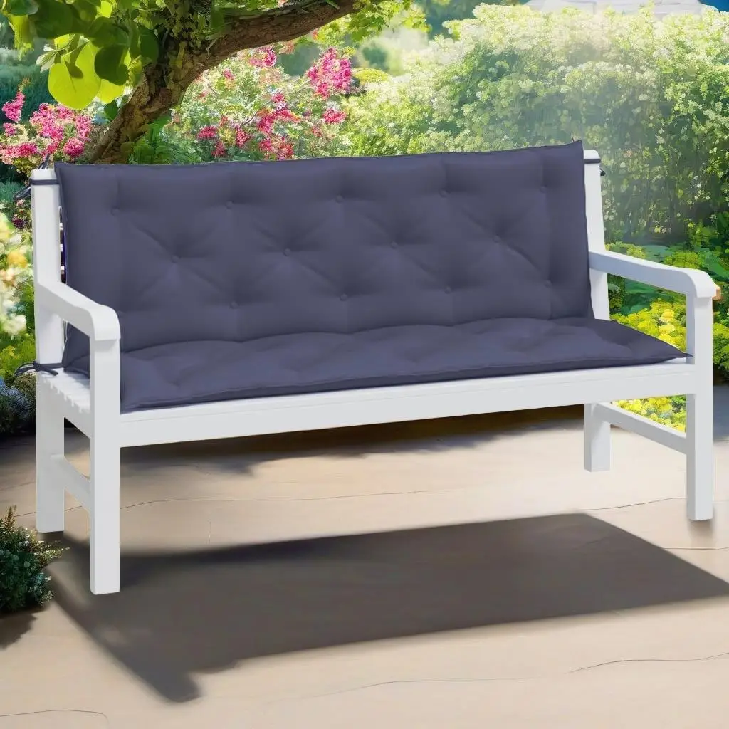 Navy Blue Garden Bench Cushions 2pcs 59.1x19.7x2.8 Outdoor Oxford Fabric Pads