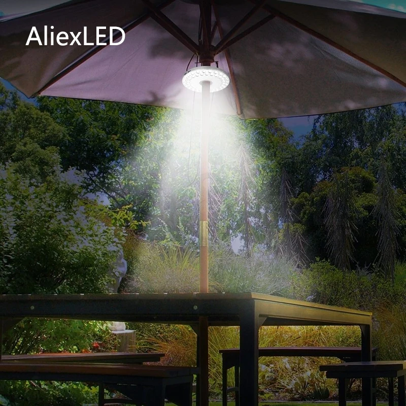 Portable Outdoor Umbrella Light Battery Powered Camping Hanging Tent Lights Beach Umbrella Lamp Garden LED Parasol Lamps