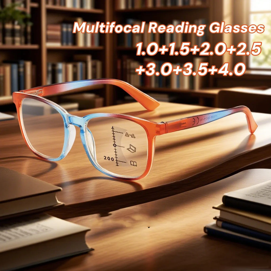 

Fashion Gradient Color Multifocal Reading Glasses Women Men Blue Light Blocking Presbyopia Glasses New High-definition Eyewear