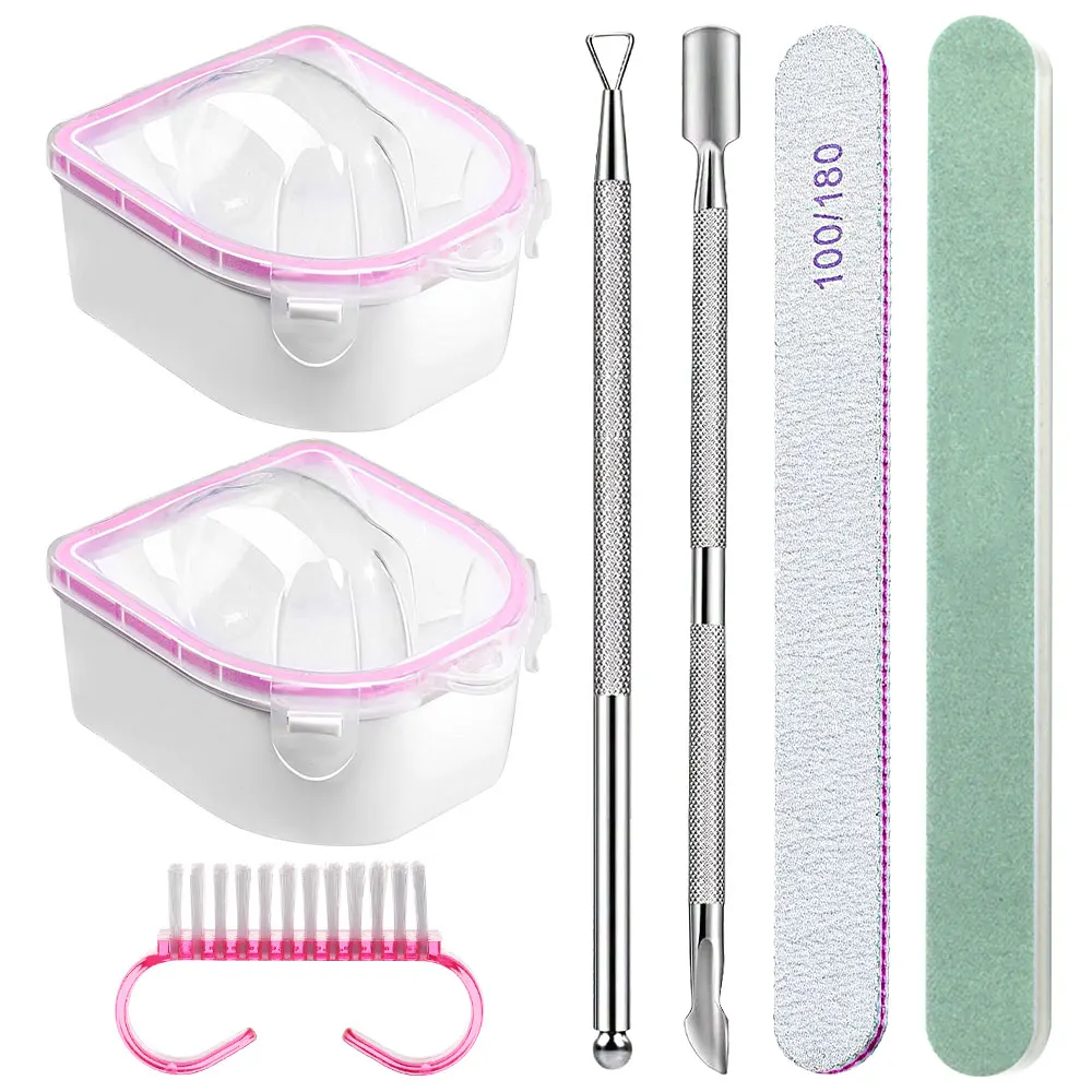 Nail Soak Hand Bowl Soften Dead Skin Nail Care Tools Kit Clean Nails Hand Care with Nails Remover Tool Nail Remover Nail Bowl