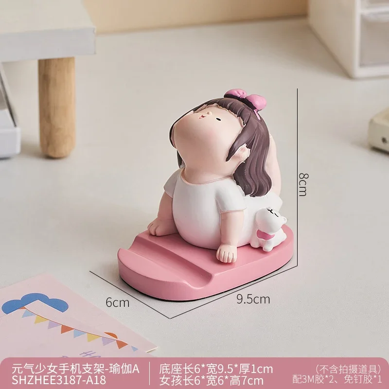 Yoga Girl phone desktop stand Cute girl work place place desk decoration decompression healing small gift