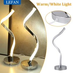 Modern LED Spiral Table Light  White Warm Light Living Room  Acrylic Metal Eye Protection Reading Learning Desk Bedside Lamp