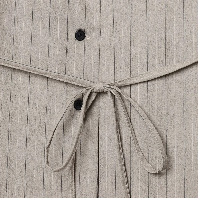 KEYANKETIAN Spring/Autumn New Women's Adjustable Waist Striped Shirt Leisure style Single Breasted Long Sleeve Loose Blouses Top