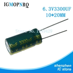 10PCS/LOT 6.3v 3300uF Aluminum electrolytic capacitor 10*20 Electrolytic Capacitor 6.3v 3300uf