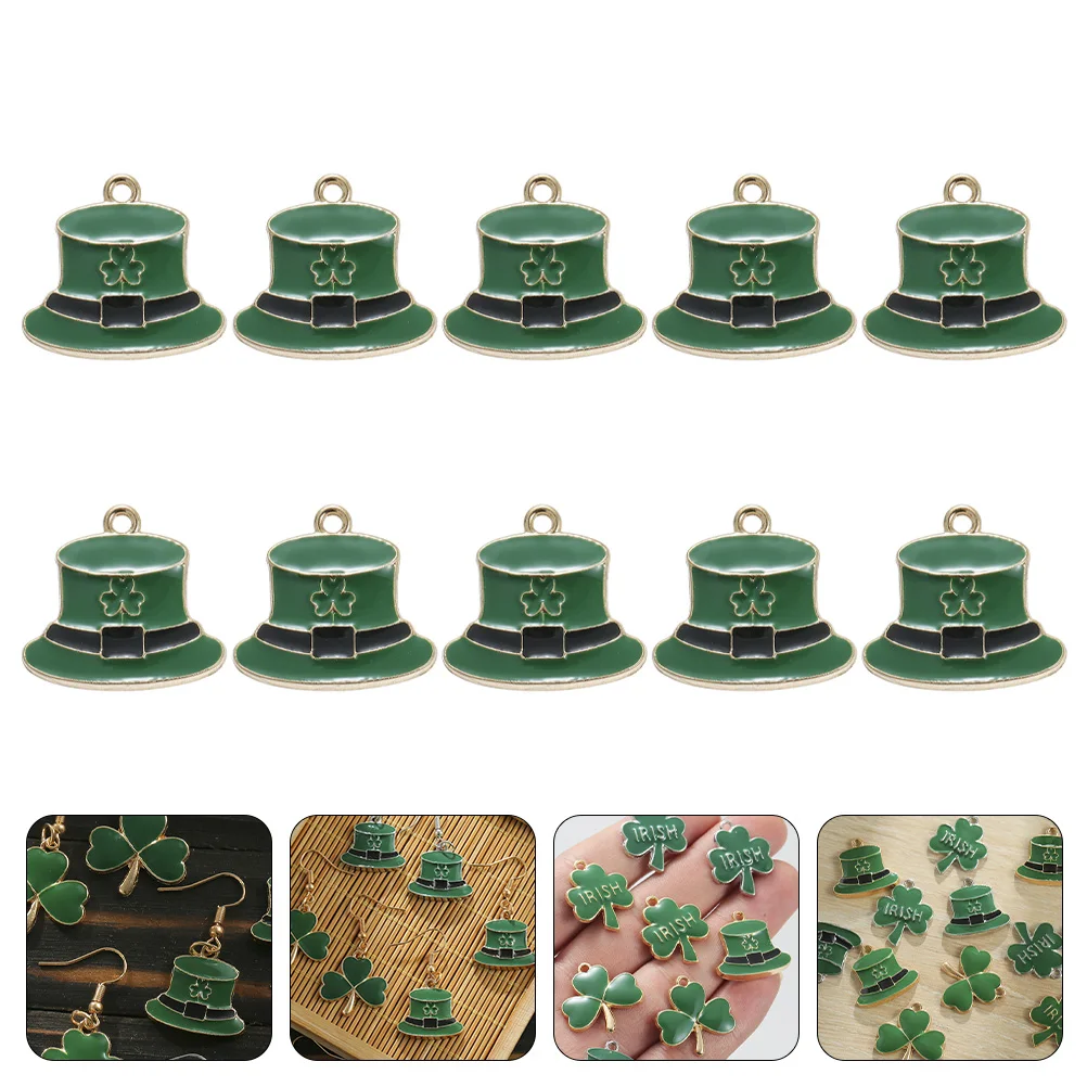 

Green Shamrock Shape Charm Irish Oil Drop Pendant St Patricks Day Jewelry Charms Alloy Necklaces