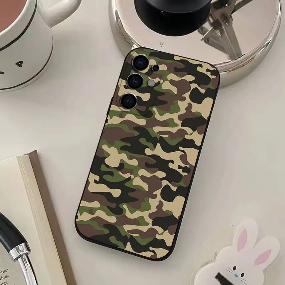 Camouflage Camo Phone Case For Samsung S25,S24,S21,S22,S23,S30,Ultra,S20,Plus,Fe,Lite,Soft Black Cover