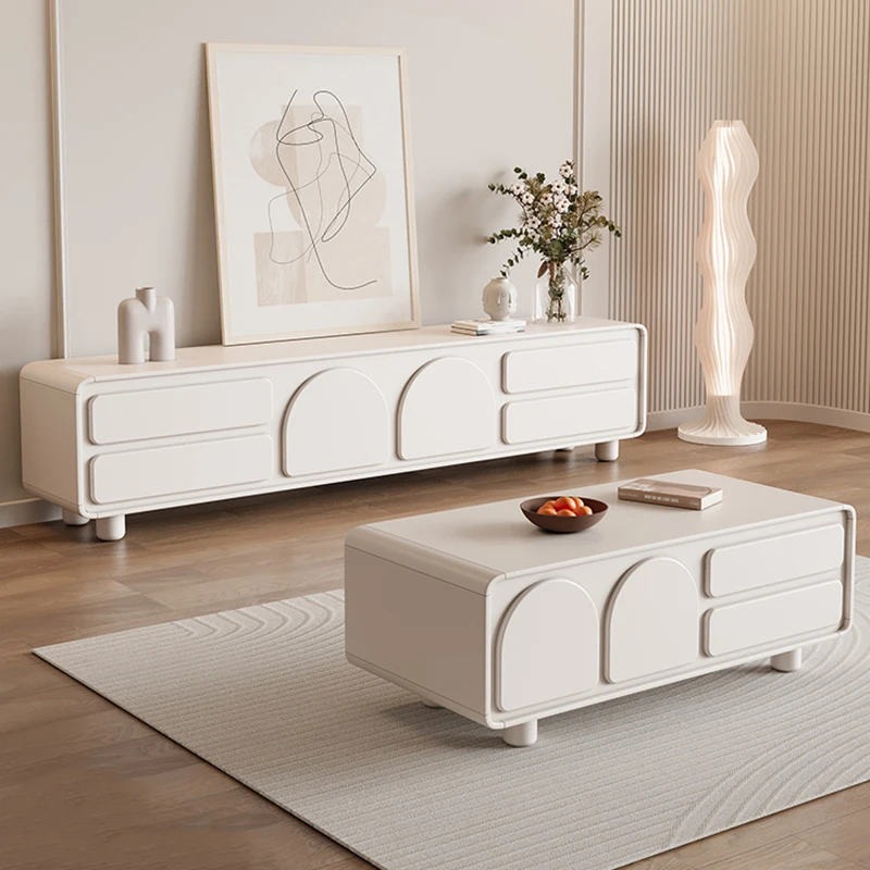 

French Luxury Tv Stand Minimalist Storage Premium Trendy Tv Stand Nordic Aesthetic Rack Para Televisão Living Room Furniture