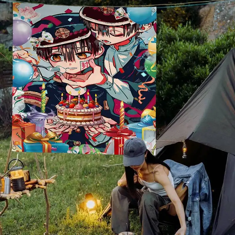 Cute Anime Toilet-Bound Hanako-kun Banner Art Printing Japanese Wall Flag Anime Wall Hanging Home Decor