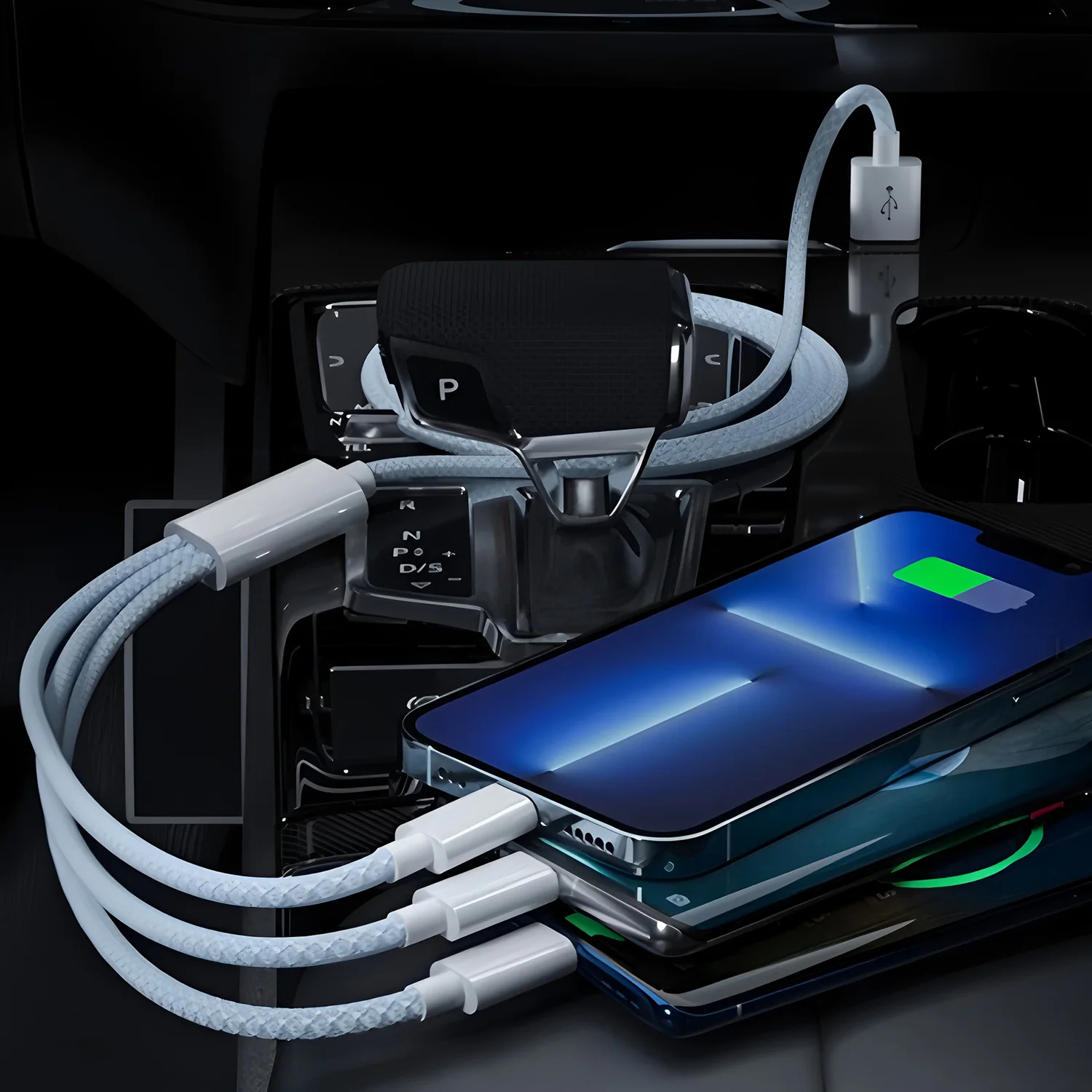 Cavo di ricarica USB C 3 in 1 per iPhone Samsung Android 6A Cavo di ricarica rapido tipo C Micro USB 1,2 M