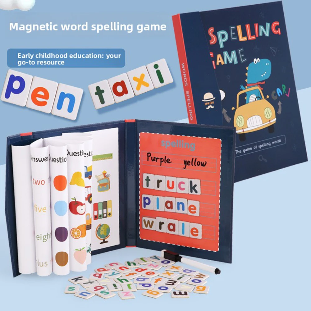 Spelling Game For Kids Magnetic Spelling Work Book Educational Toy Cognitive Alphabets Spelling Game Set