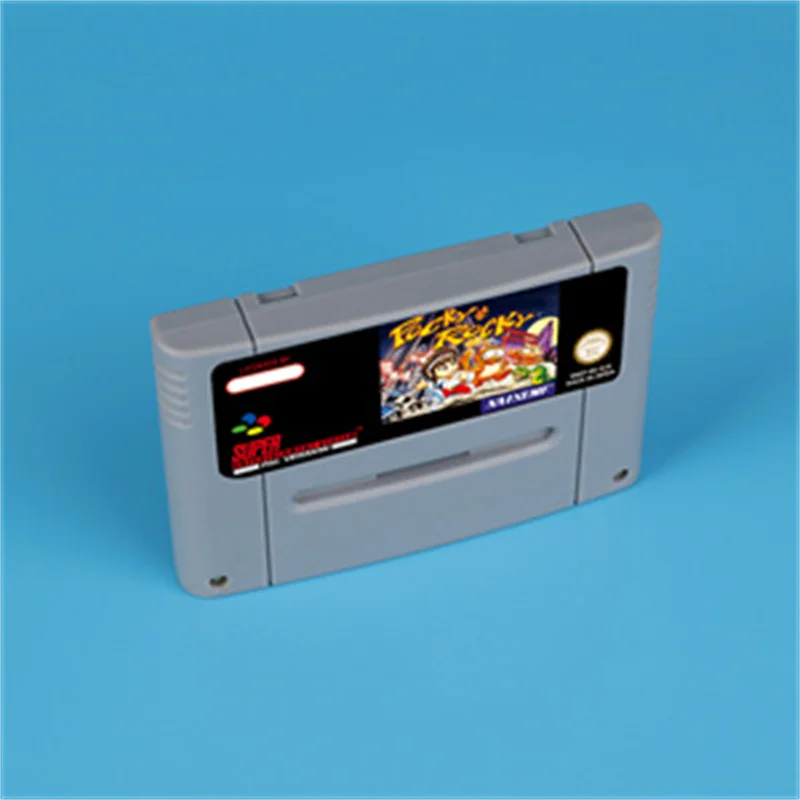 for Pocky & Rocky 16bit game card for EUR PAL version SNES video game console