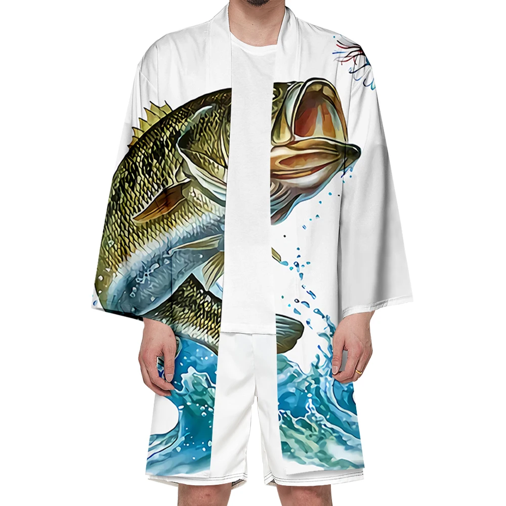 Kimono männer und frauen kleidung Japanischen stil 3D digitaldruck Japanischen traditionellen kleidung strickjacke angeln