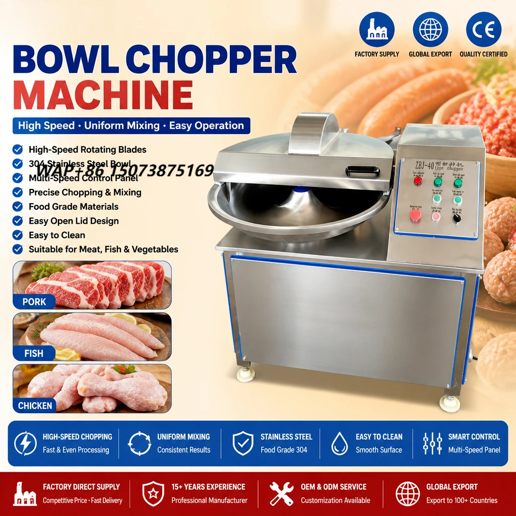 Industrial Multifunctional Stainless Steel 304 Food Chopper for Meat Fish Vegetables 80L 60-80kg Bowl Cutter