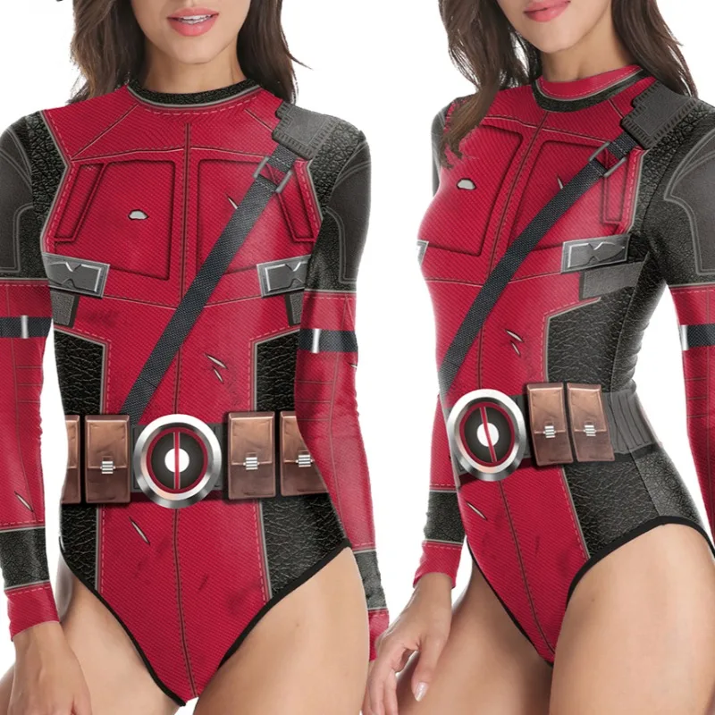 Image of Halloween Cosplay Kostüm Superheld Deadpool 3D-gedruckte Einteiler-Badeanzüge Party Rollenspiel Zeitai Bodysuits für Erwachsene Frauen