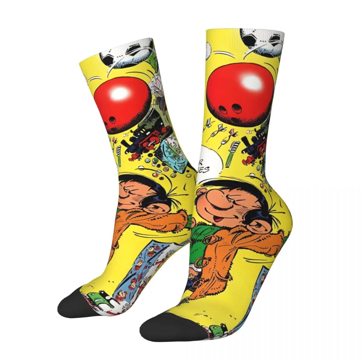 Gaston Lagaffe Anime Unisex Winter Socks Hip Hop Happy Socks Street Style Crazy Sock