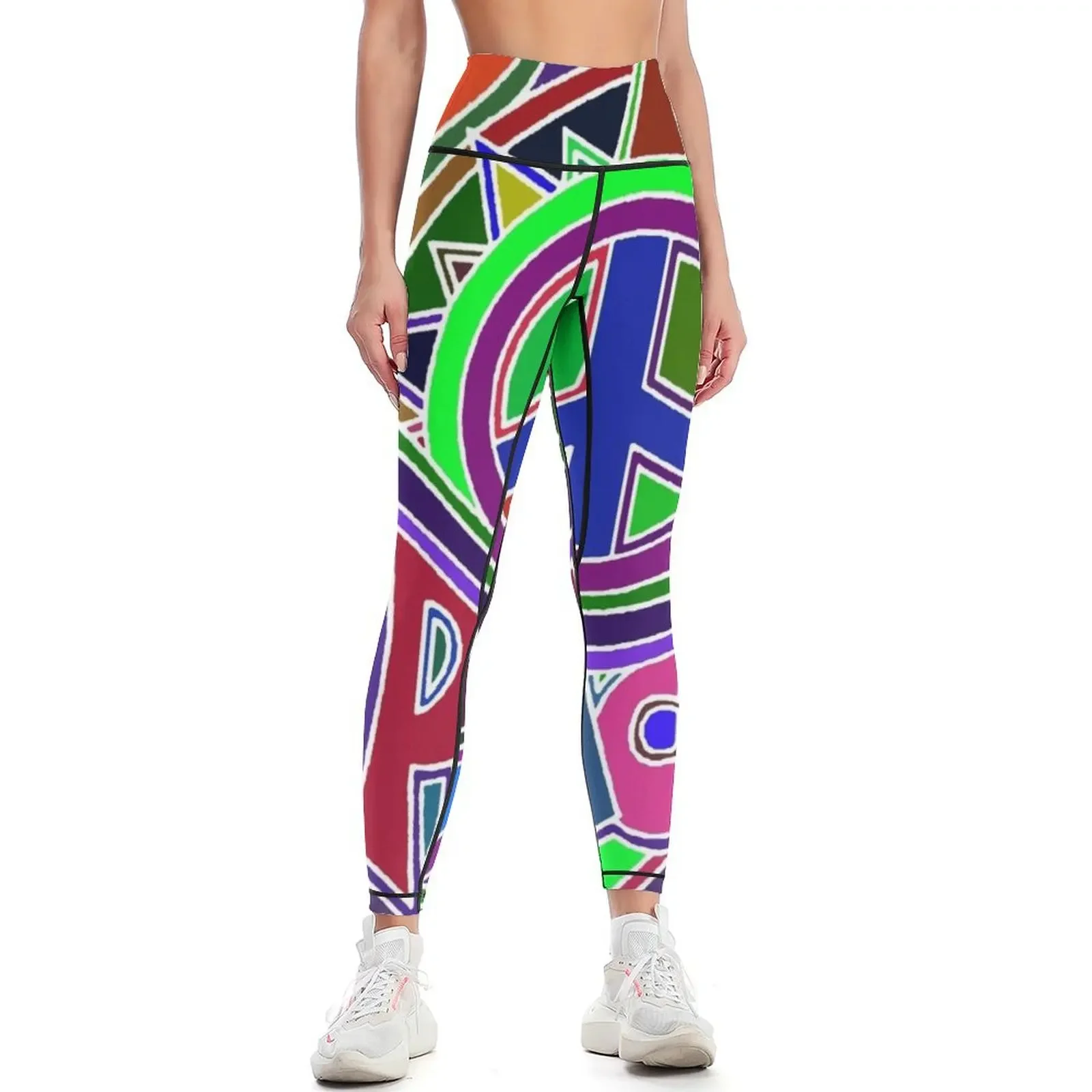 

Colorful Hippy Peace Sign Leggings Women's trousers gym wear Women's high waist sports tennis for Womens Leggings