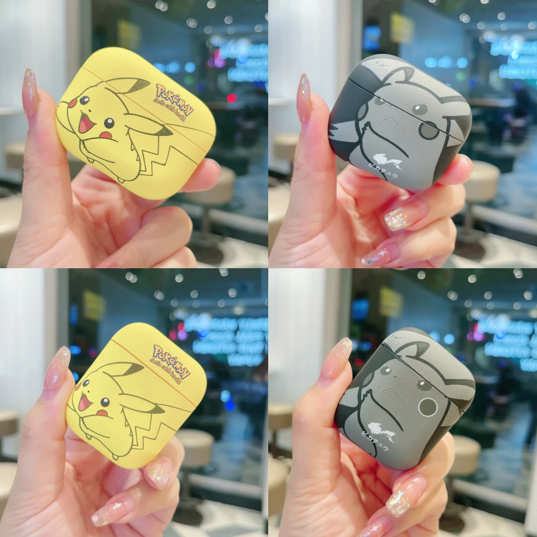 

Yellow And Black Style Pokémon Cartoon Pikachu Headphone case For AirPods 4/3/2/1 Pro, Pro 2 Anti-drop Soft TPU Material Cover