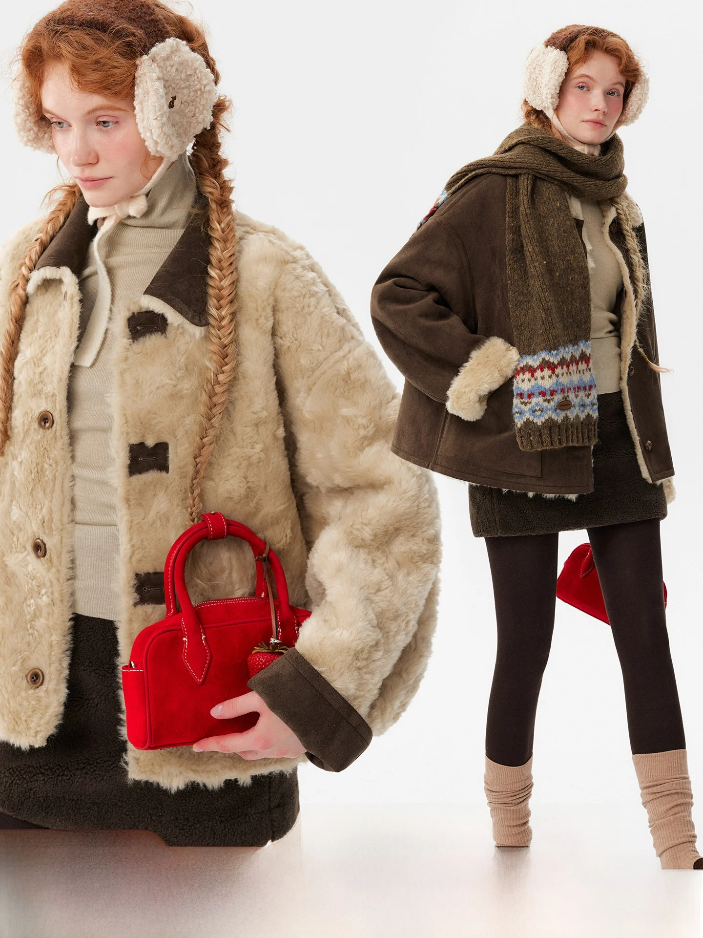 

plus Women's Double-Sided Wear Lamb Fur Jaet Color Colion American Sle Warmth ort Top Polyester Wool Blend