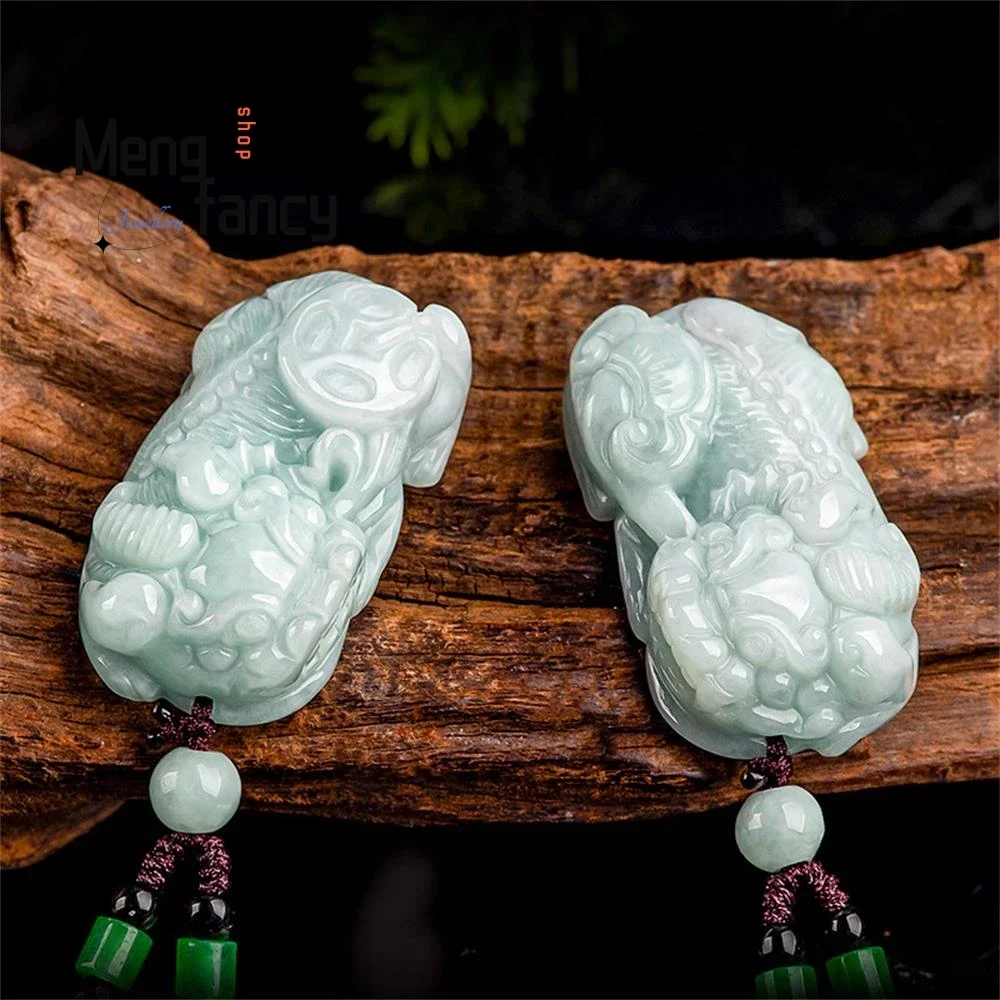 

Natural Myanmar A-goods Jadeite Ruyi Money Bully Pixiu Pendant Exquisite Handicraft Best Selling Luxury Fashion Quality Jewelry