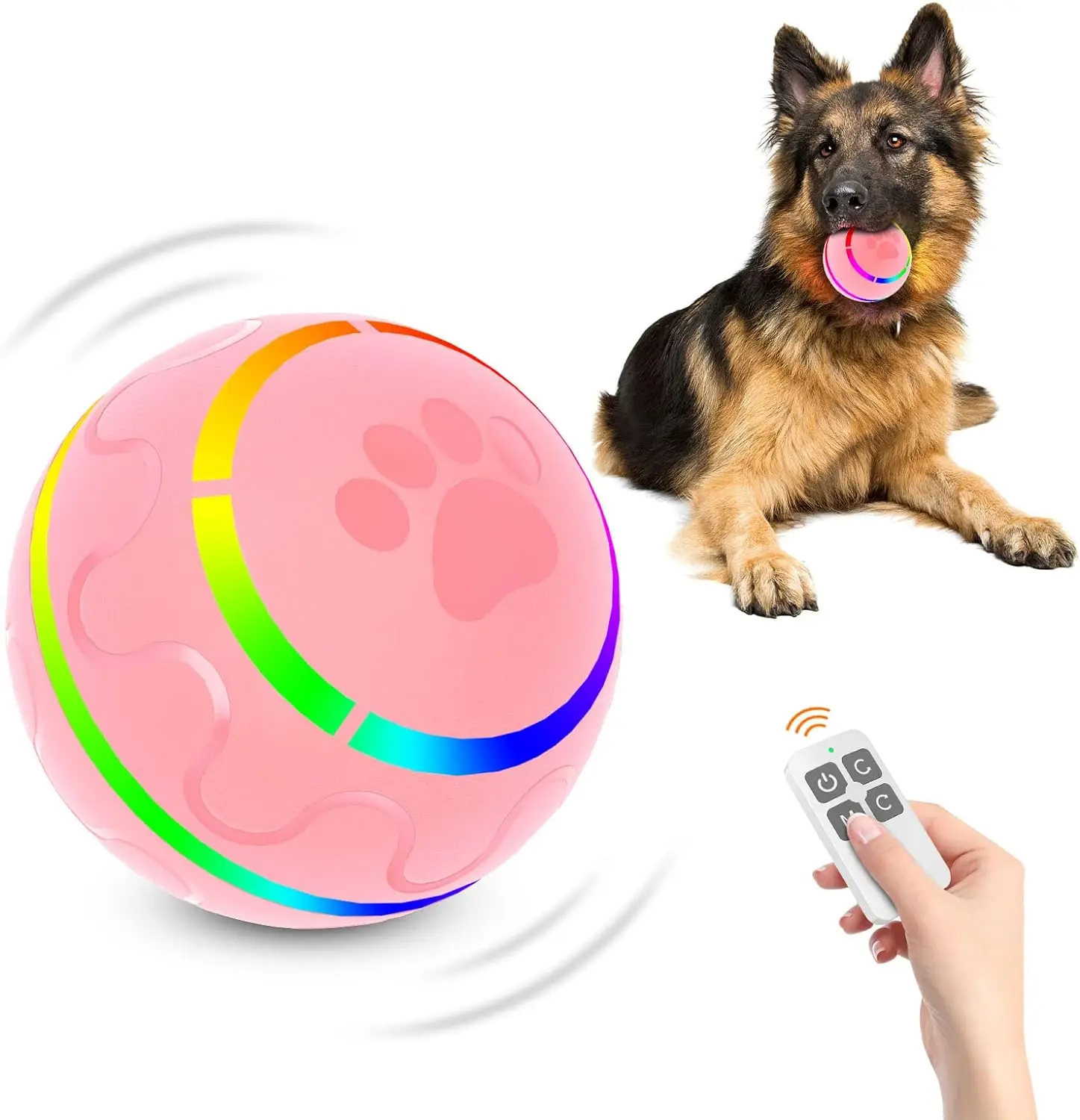 Remote Control Dog Balls, Peppy Pet Ball for Dogs, Aggressive Chewers Toy, Automatic Interactive Rolling & Shaking Gifts for Dog