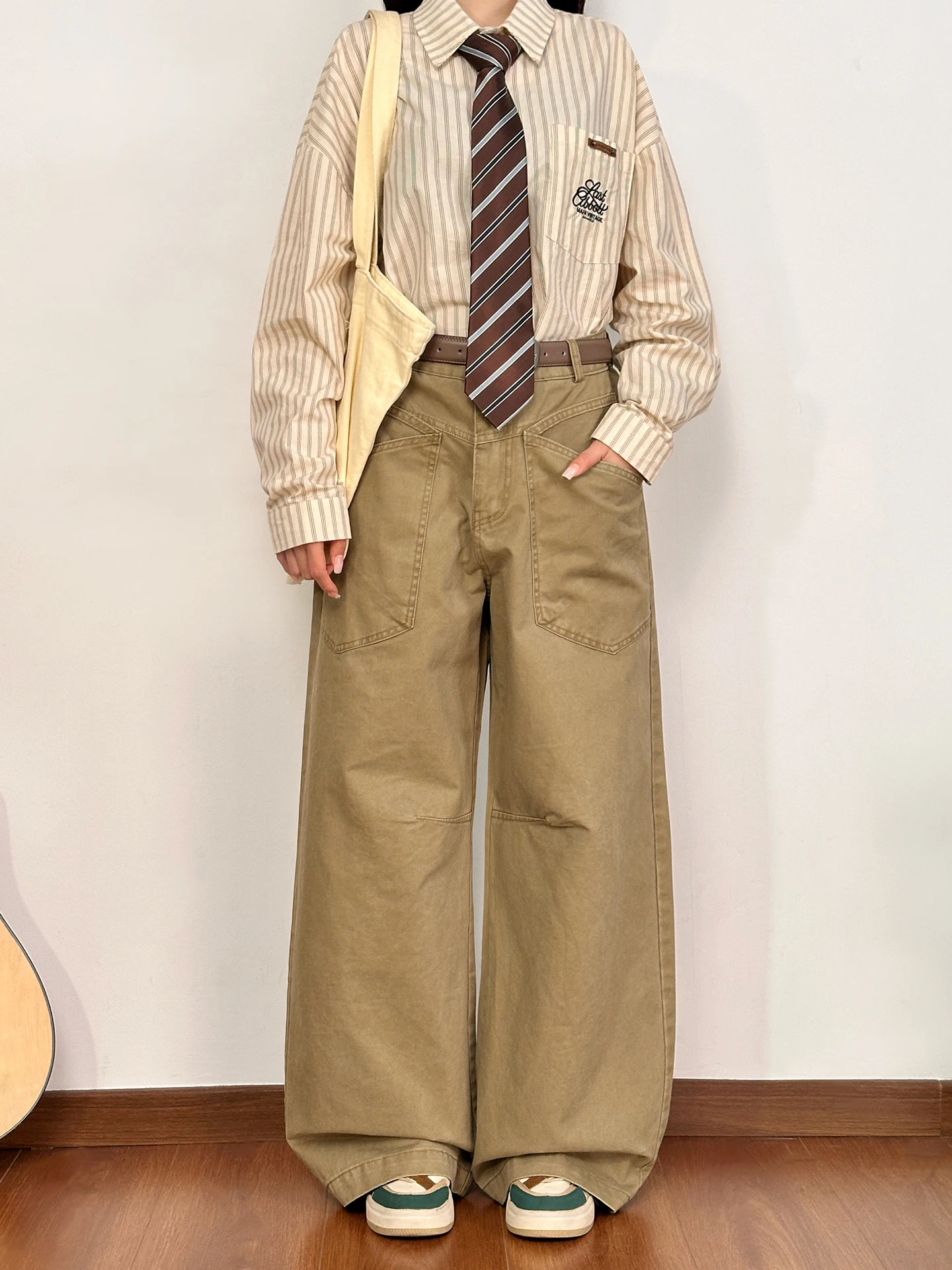 

Original American Retro Deconstructed Workwear Casual Pants Loose Straight Leg Wide Leg Long Pants Men's Loose Fit Cotton Str...