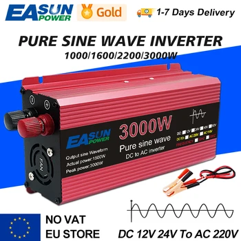 Zuivere Sinus 1000W 1600W 2200W 3000W Omvormer Dc 12V 24V Naar Ac 110V 220V Transformator Power Converter Solar Auto Omvormer