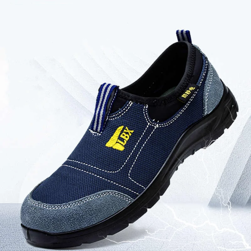 

Мужская модная дышащая рабочая обувь со стальным носком, летние утепленные кроссовки из сетчатой ткани, защитные рабочие ботинки, защитная обувь