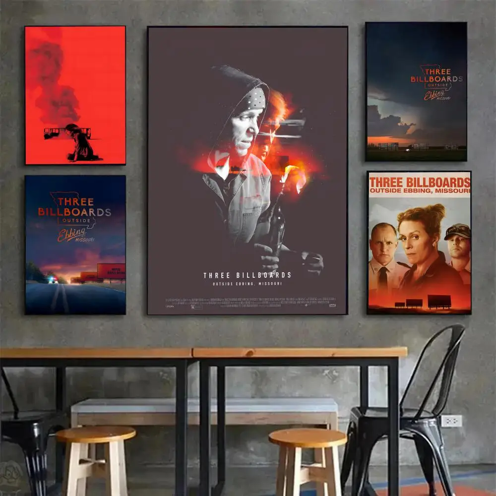 drama movie T-Three Billboards Outside Ebbing Missouri Poster Painting Wall Art Mural for Living Room Home Decor and Gifts