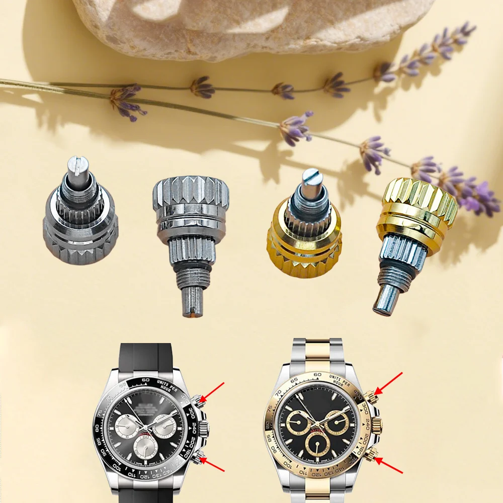 Silver Gold Watch Case Crown Screw Pusher Fit For Daytn 116500 116520 Watch Case Watchmaker Aftermarket Repair Parts