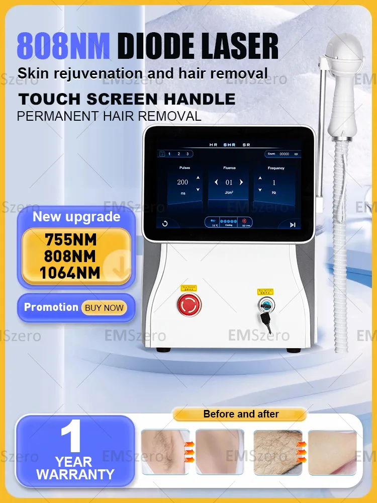 Newest 808 Hair Removal Tool HD Touch Screen High Power Handle 755NM 808NM1064NM Safe Hair Replacement