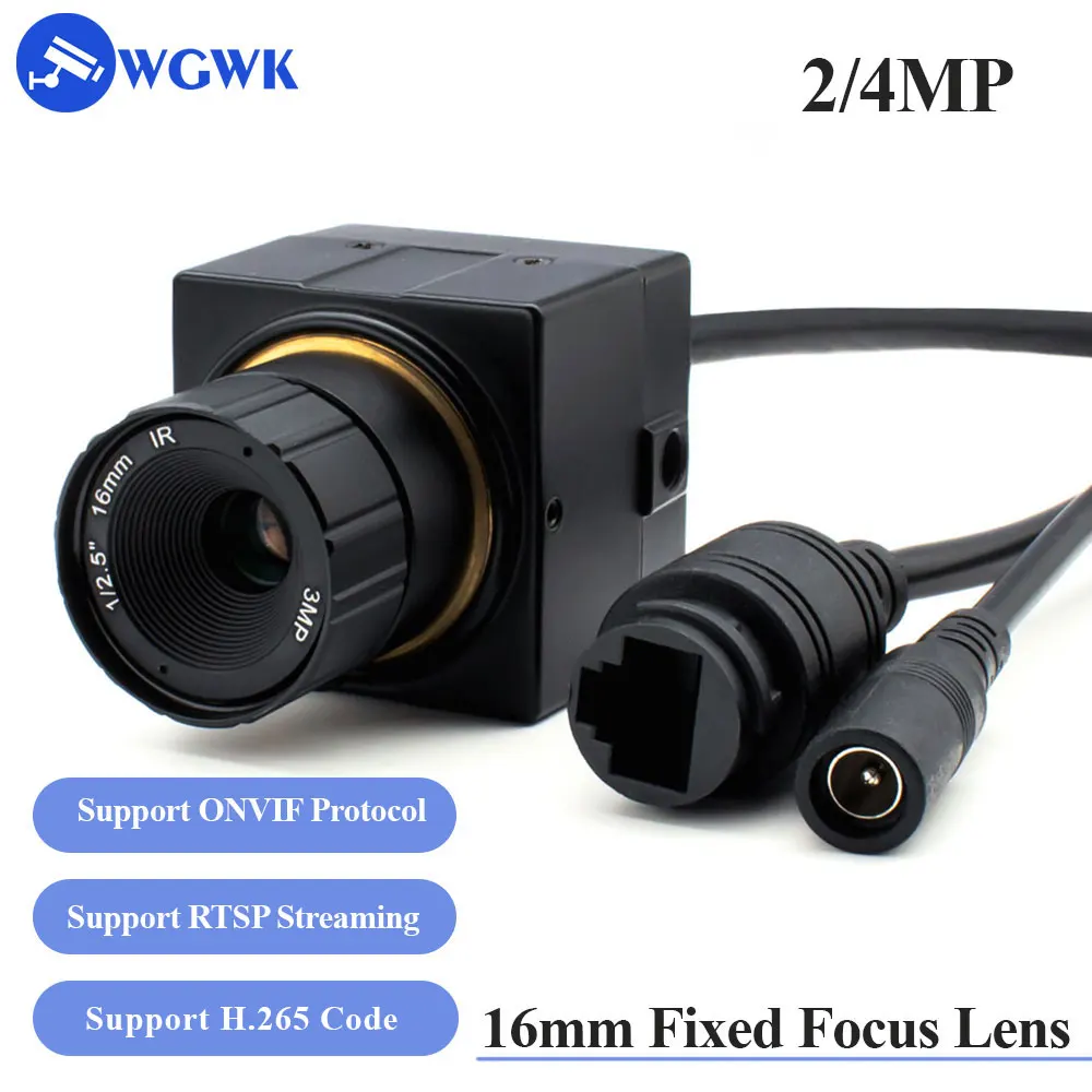 WGWK Mini Camera Security Protection CCTV POE H.265 With 16mm Fixed Focus CS Lens P2P IP Camera POE48V Onvif Industrial Camera