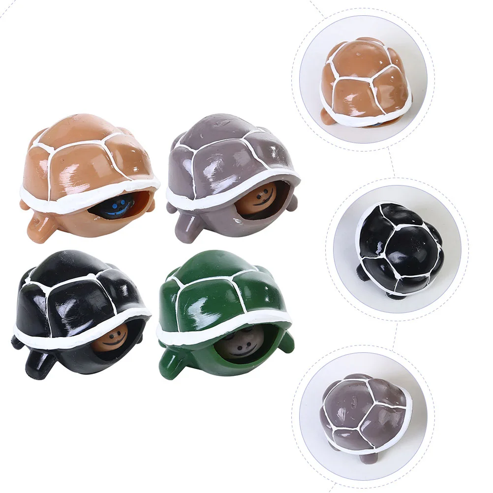 4 Pcs Squeeze Turtle Stress Mini Keychain Autistic Kids Plaything Relief Pressure Take Bath Toddler