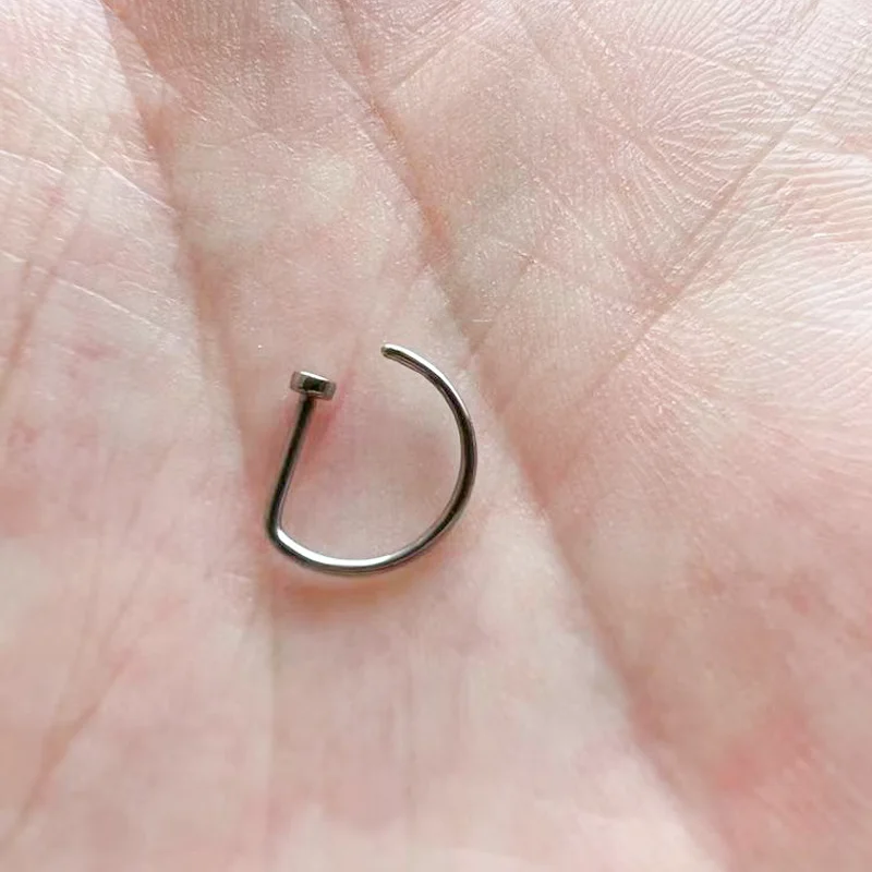 G23 Titanium Nose Ring Implant Grade Titanium Gothic Fake Pierced Nose Ring 18G 20G Classic Tongue Piercing Jewelry Anodized