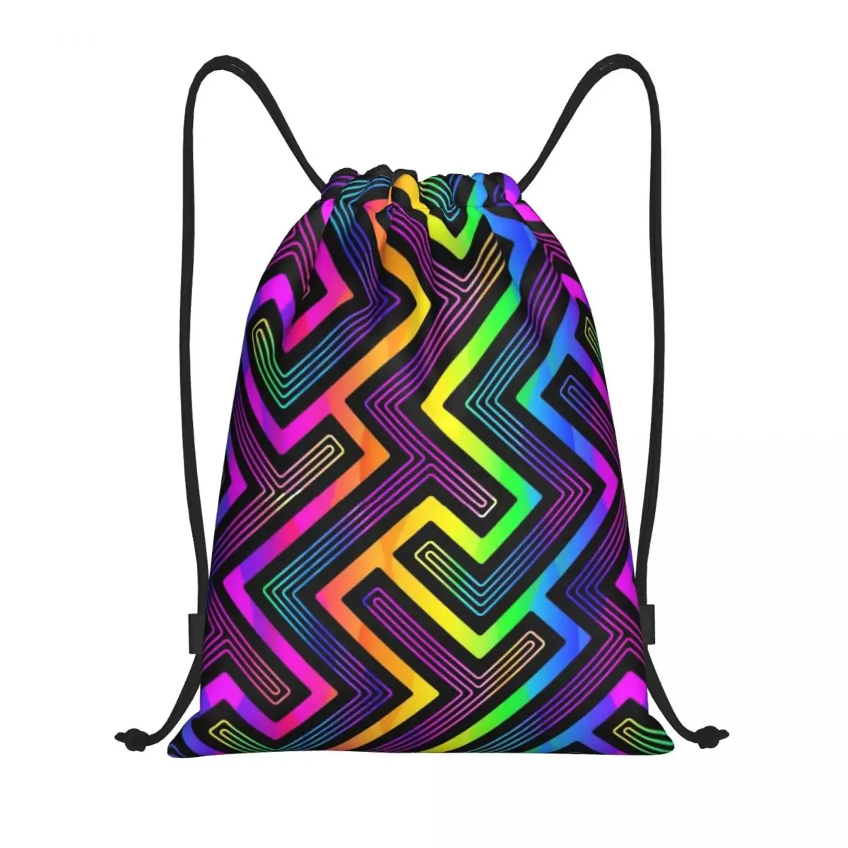 Custom Colorful Geometric Abstract Pattern Drawstring Bags for Shopping Yoga Backpacks Men Women Sports Gym Sackpack