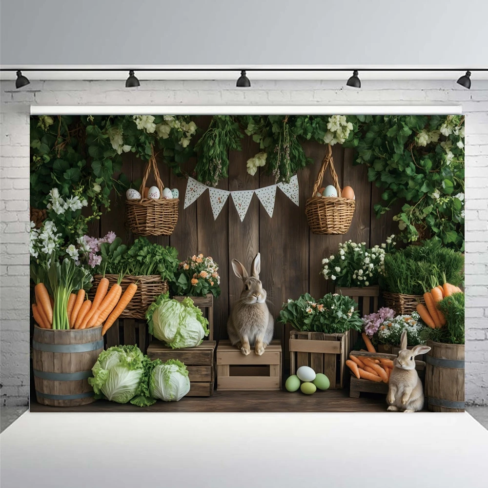 Весенний пасхальный фон для фотосъемки, деревянная доска, настенные цветы, Бао Cai, морковь, кролики, яйца, детский фон для дня рождения